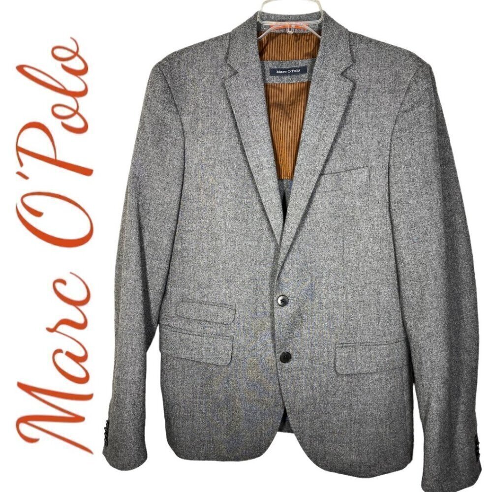 MARC O’POLO Wool Blend‎ 2-Button Gray Tibro Blazer Jacket, Size 46 (US Small)